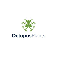 octopus plant simple sleek creative geometric modern logo design