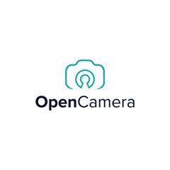Obraz premium open camera simple sleek creative geometric modern logo design