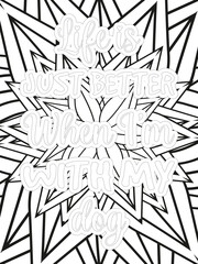 Dog Quotes Flower Coloring Page Beautiful black and white illustration for adult coloring book