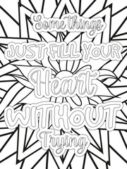 Dog Quotes Flower Coloring Page Beautiful black and white illustration for adult coloring book
