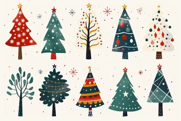 Obraz premium christmas trees, flat, clipart 