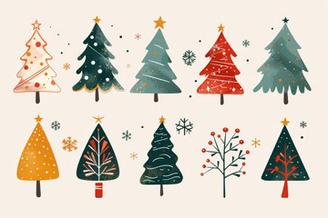 Obraz premium christmas trees, flat, clipart 