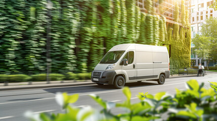 Green logistics industry with environmentally friendly sustainable transportation.