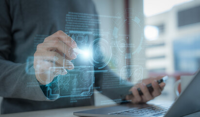 person checking health tracking  by smart watch devices after exercises by running cardio training workout application showing health data on screen active lifestyle by smart sensor technology