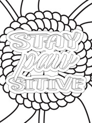 Dog Quotes Flower Coloring Page Beautiful black and white illustration for adult coloring book