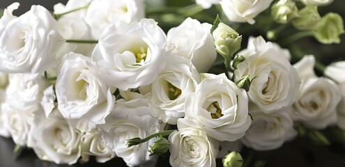 Some white roses with green stems in the photo at the front