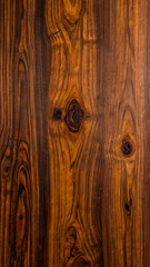 Obraz premium Top view of a Siamese rosewood wooden pattern, featuring rich, natural grain and a prominent knot, ideal for interior work such as tabletops and decorative surfaces and furniture.