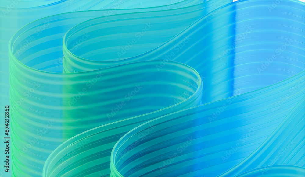 Poster 3d rendering of abstract layered crystal glass background.