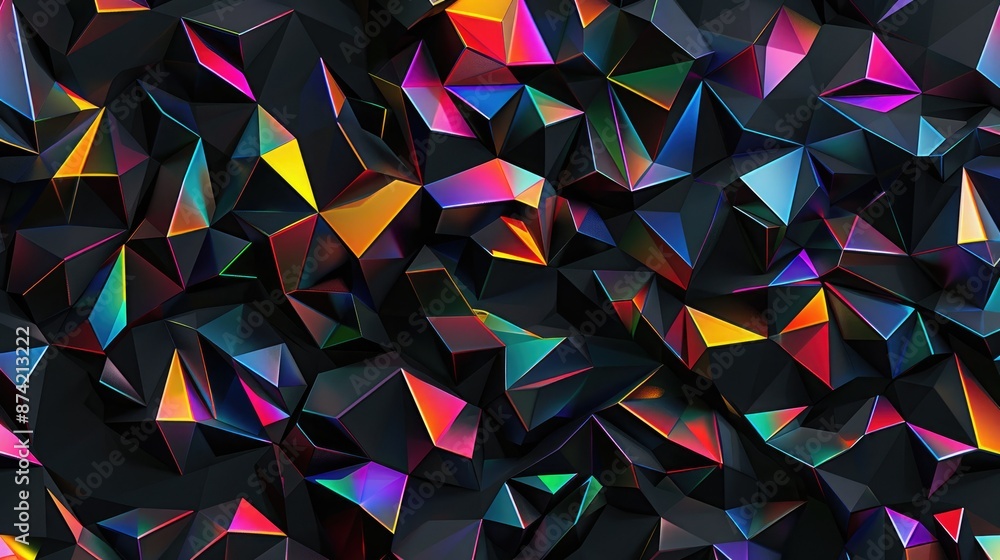 Poster black multicolor geometric design background with dark triangular shapes abstract polygonal raster f