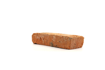 Solid clay bricks used for construction,Old red brick isolated on white background.