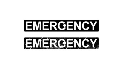 emergency lettering, black isolated silhouette