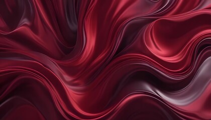 Obraz premium 4k Amazing abstract maroon curved silk texture. 3d banner dark royal red color. Oil marble trendy dynamic art with a glowing effect. Wavy fluid modern deluxe background. Passion lovely banner