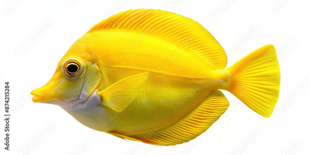 Poster Yellow Tang fish isolated on background, perfect for graphic design projects or educational materials, marine life