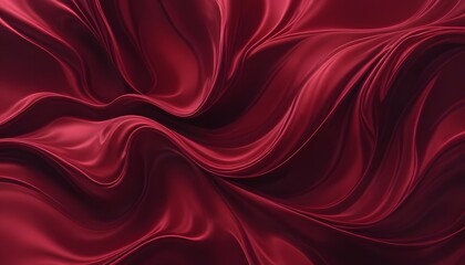 Obraz premium 4k Amazing abstract maroon curved silk texture. 3d banner dark royal red color. Oil marble is trendy dynamic art with a glowing effect. Wavy fluid modern deluxe background. Passion lovely banner