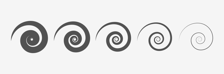 Curve stripe, wave twirl elements. Funnel, vortex. Vector