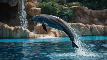 Obraz premium Dolphin Leaping from Water.