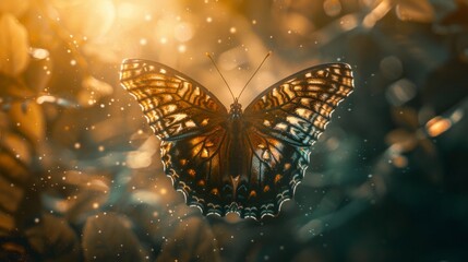 Golden Butterfly with Sparkles.