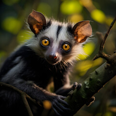 Mysterious Aye Aye Lemur Perched in the Wilds of Madagascar: A Study in Endangered Wildlife