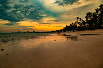 Beautiful sunset at Bamburi Beach in Mombasa, Kenya 