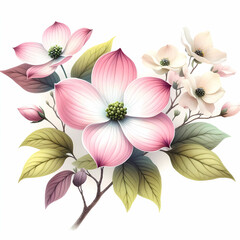 Obraz premium dogwood tree flower on white background