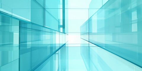 Obraz premium Sky Blue Hue Minimalistic Glass block space in a Modern Atmosphere, future smart office, business concept, Graphic Resources, Wallpapers, Brochure, Websites, banner design, Advertising, background