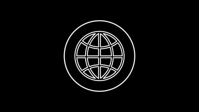 Line globe earth icon animation.