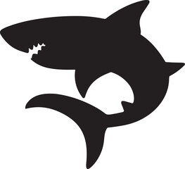 Fototapeta premium Black fish silhouette vector design with white background illustration