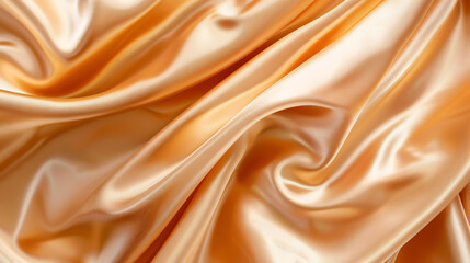 Fototapeta premium Elegant gradient of light brown, orange, gold, and yellow silk satin, creating a luxurious and abstract background. The shiny, shimmering texture evokes the elegance of curtains, drapery, or fabric