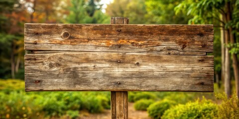 Fototapeta premium Weathered old wooden sign with rustic charm , isolated, vintage, aged, weathered, wooden, plank, antique, retro, texture