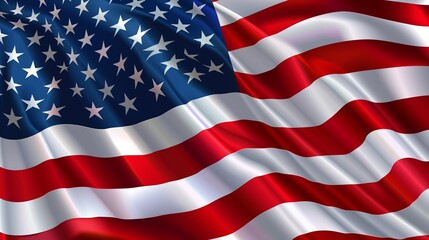 High-resolution American flag waving in the wind, showcasing vibrant red, white, and blue colors with clearly visible stars and stripes, perfect for a patriotic display.

