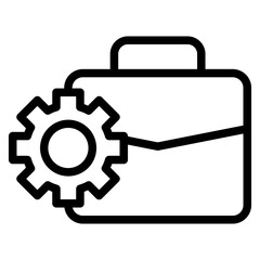 Business management icon symbol. suitcase with gear icon