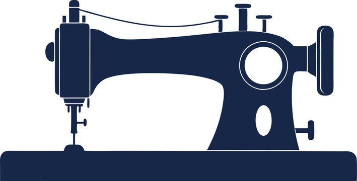 recommend clip art: Sewing machine on a worktable with fabric pieces silhouette vector illustration Design 