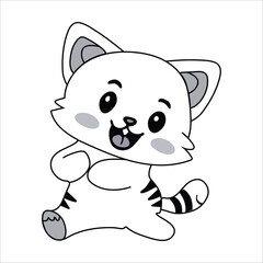 Cute cat line art vector illustration hand-drawn art