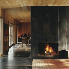 Cozy Home Fireplace: Dancing Shadows of Warmth and Comfort