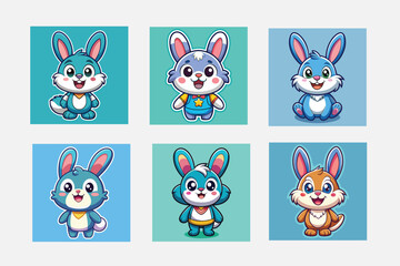  cartoon of a rabbit set