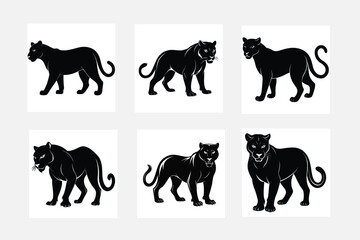Obraz premium Panther vector silhouette illustration set