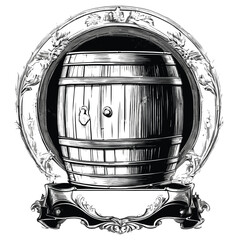 Decorative Barrel in Old Engrave Style
