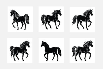 horse silhouettes set