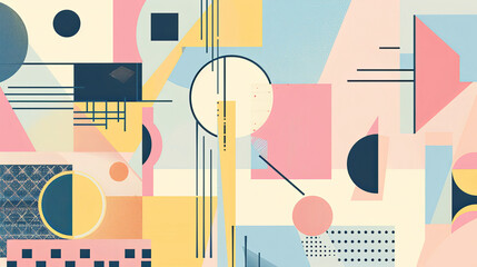 Obraz premium Colorful abstract art in Deconstructivism style with pastel tones and geometric shapes