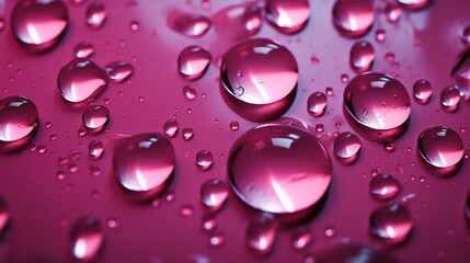 A lot of water droplets On metal or metalic surfaces in pink and dark pink shades for mobile background or wallpaper. 3D Rendering. -