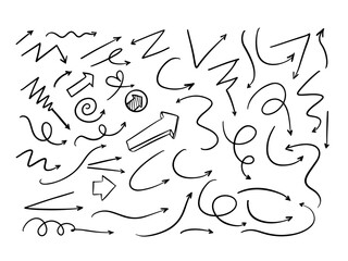 Decorative Hand drawn line art doodle style vector arrow collection