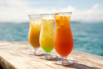 Tropical cocktails close-up