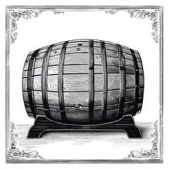 Barrel on Stand in Old Engrave Style