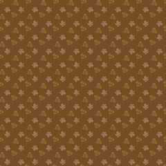Cute colorful flowers on brown color background seamless pattern