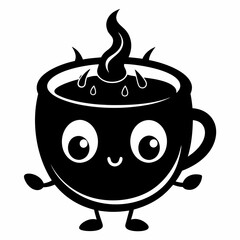 cute halloween coffee cup black vector silhouette