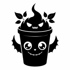cute halloween coffee cup black vector silhouette