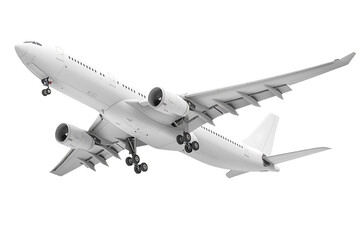 Obraz premium Airplane on white background and in the sky flying