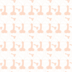 Seamless pattern of minimalistic penises, pink doodle penis repeating pattern on white background