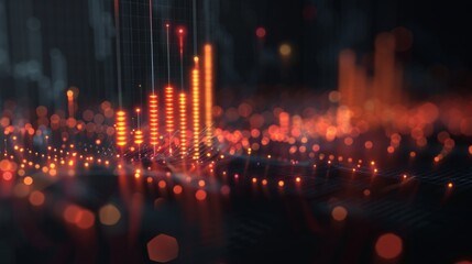 Obraz premium Ascending Market Trends: A Sharp Focus on the Upward Surge of an Uptrending Stock Chart on a Black Background