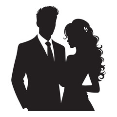 husband and wife silhouette vector illustration